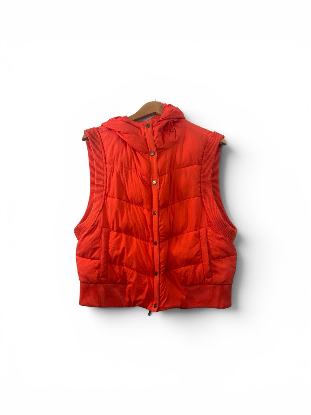 Free People Movement Vest Womens Size Large Orange Nature Seeker Puffer Hooded